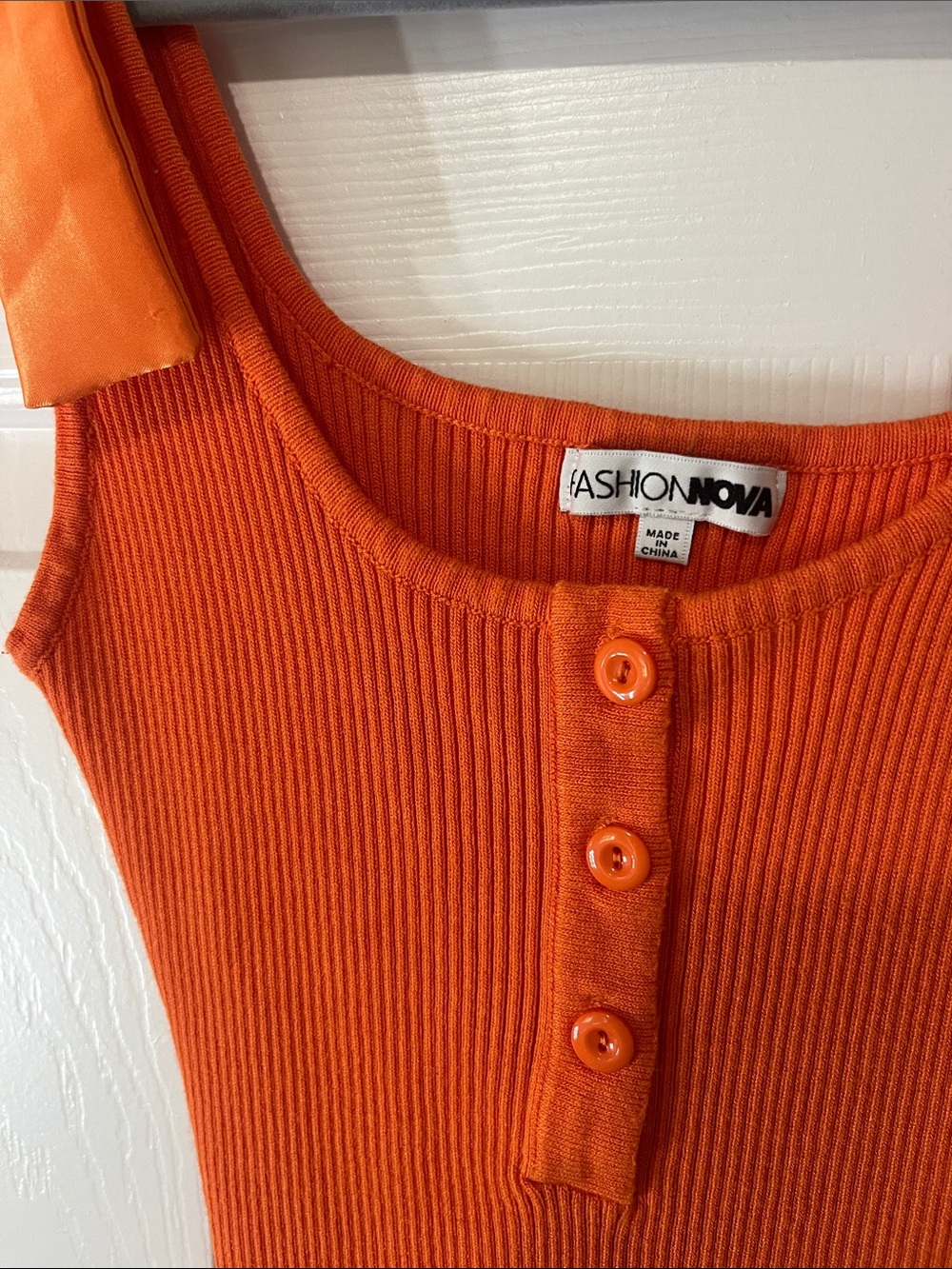 ASOS Orange Ribbed Tie-Shoulder Tank - Picture 2 of 2